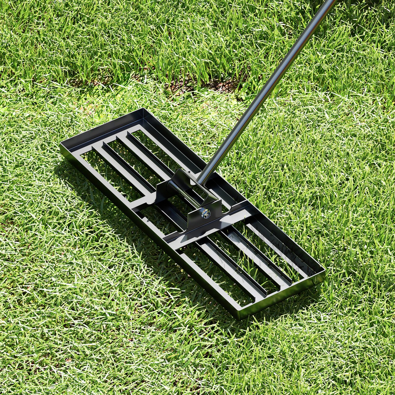 Metal Lawn Rake with 67" Handle and Wide 30" Plate Ideal for Leveling Soil Sand and Compost